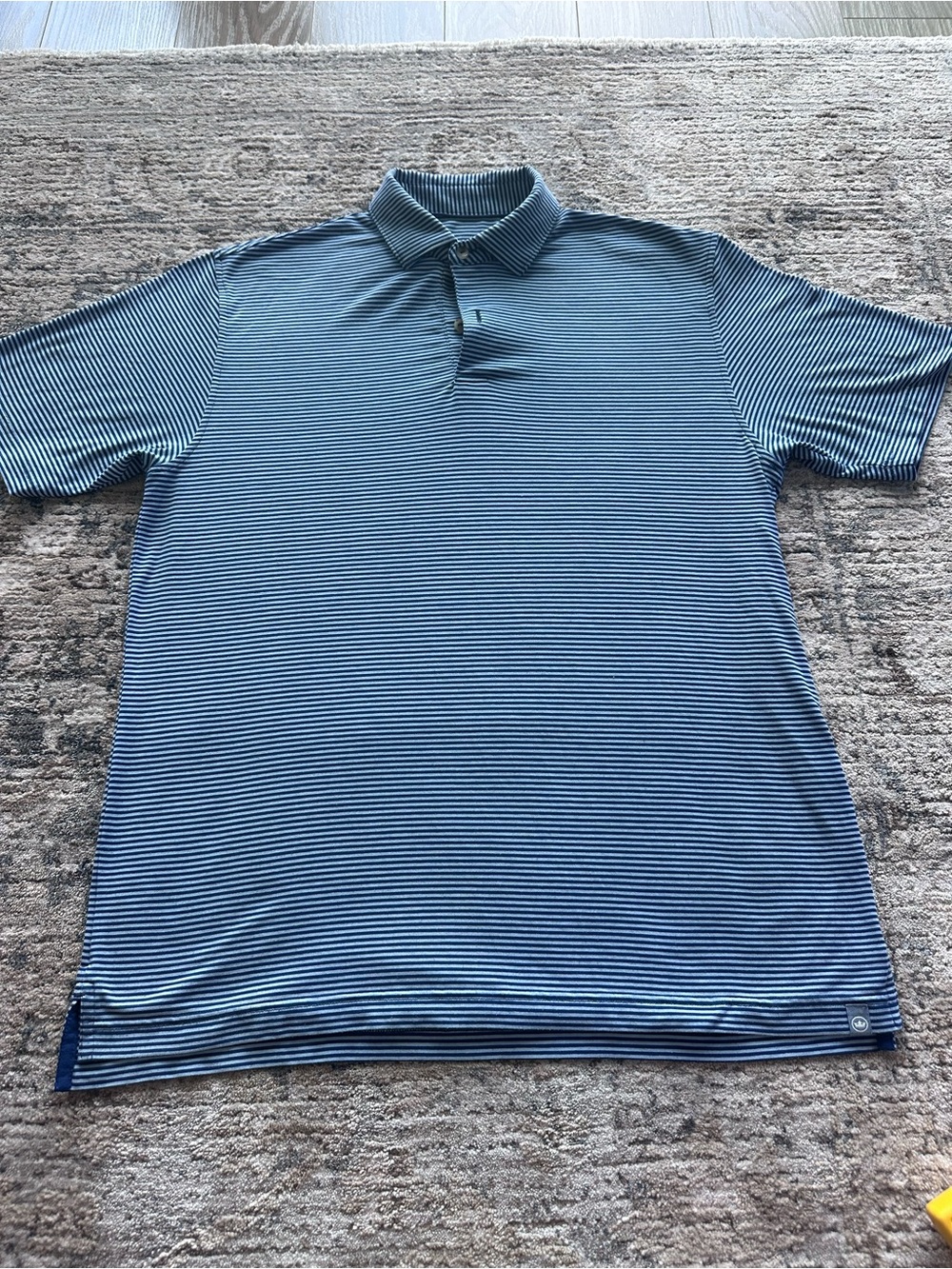 Peter Millar Seaside Blue Striped Jersey Polo - Size Small